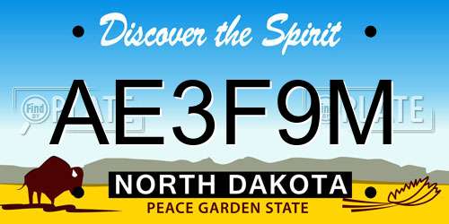AE3F9M North Dakota License Plate