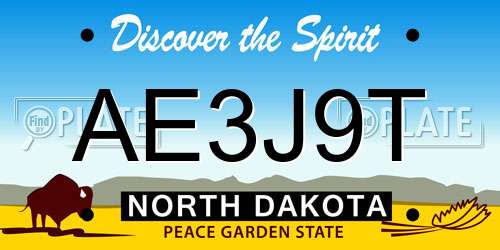 AE3J9T North Dakota License Plate