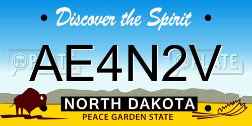 AE4N2V North Dakota License Plate