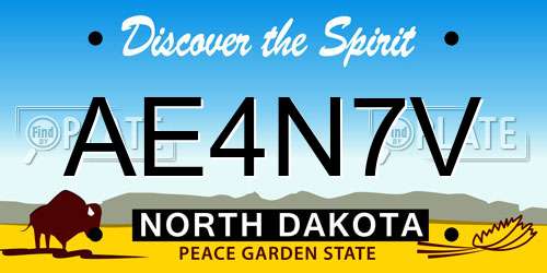 AE4N7V North Dakota License Plate