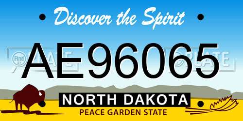 AE96065 North Dakota License Plate