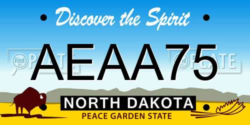 AEAA75 North Dakota License Plate