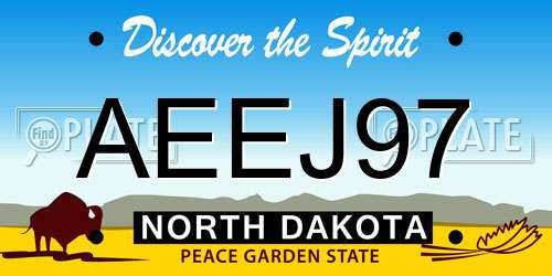 AEEJ97 North Dakota License Plate