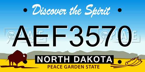 AEF3570 North Dakota License Plate