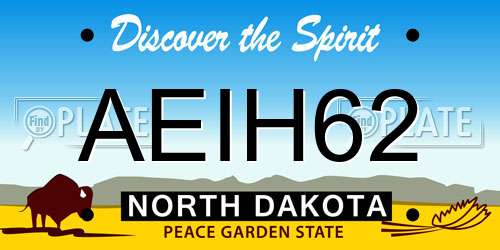AEIH62 North Dakota License Plate