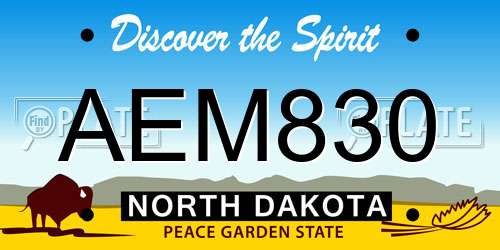 AEM830 North Dakota License Plate