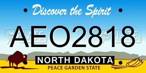 AEO2818 North Dakota License Plate