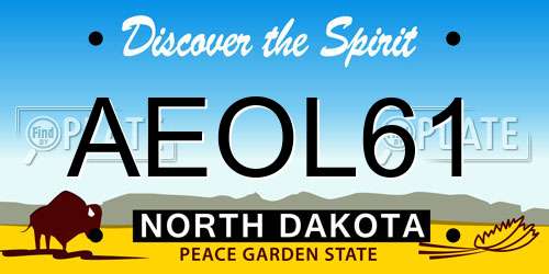 AEOL61 North Dakota License Plate