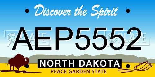 AEP5552 North Dakota License Plate