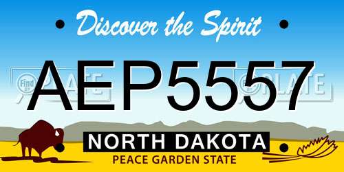 AEP5557 North Dakota License Plate