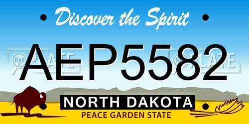 AEP5582 North Dakota License Plate