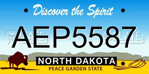 AEP5587 North Dakota License Plate