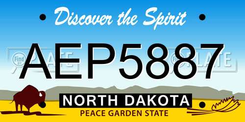 AEP5887 North Dakota License Plate