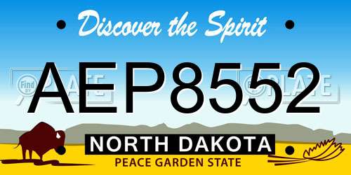 AEP8552 North Dakota License Plate
