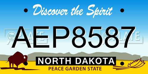 AEP8587 North Dakota License Plate