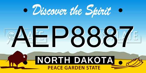 AEP8887 North Dakota License Plate