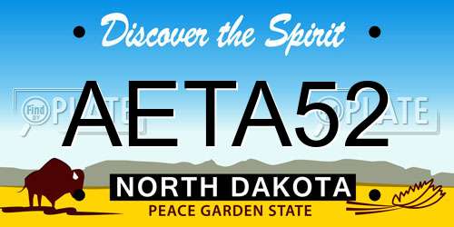 AETA52 North Dakota License Plate