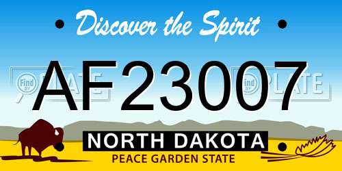 AF23007 North Dakota License Plate