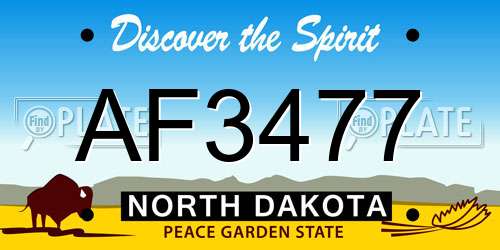 AF3477 North Dakota License Plate