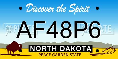 AF48P6 North Dakota License Plate