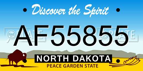 AF55855 North Dakota License Plate