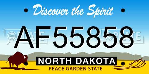 AF55858 North Dakota License Plate