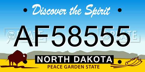 AF58555 North Dakota License Plate