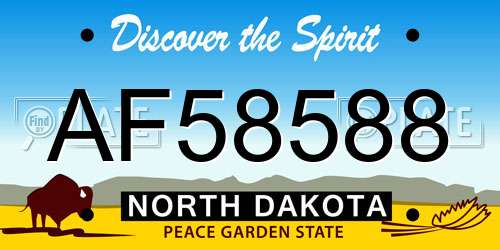 AF58588 North Dakota License Plate