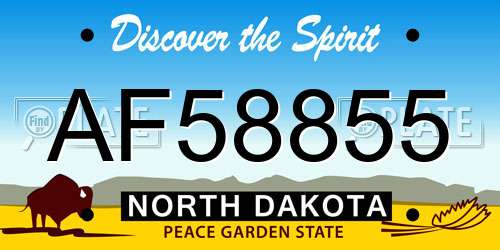 AF58855 North Dakota License Plate