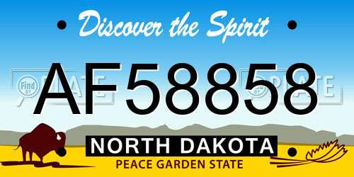 AF58858 North Dakota License Plate