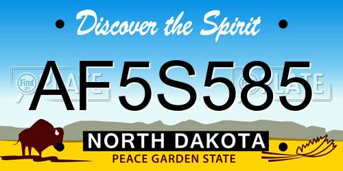 AF5S585 North Dakota License Plate