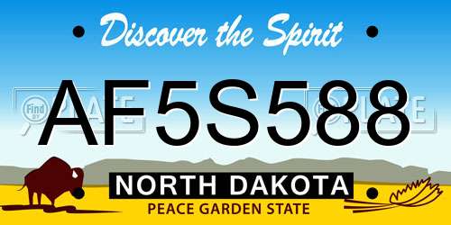 AF5S588 North Dakota License Plate