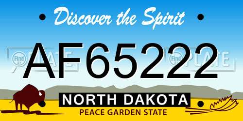 AF65222 North Dakota License Plate