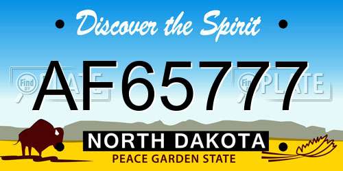 AF65777 North Dakota License Plate