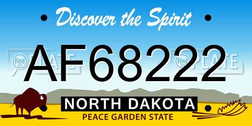 AF68222 North Dakota License Plate