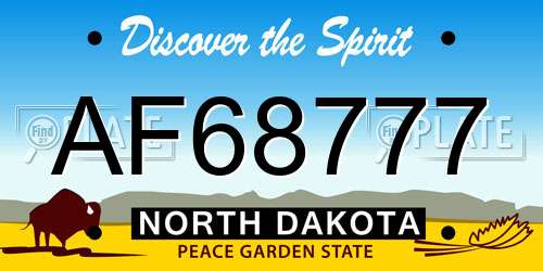 AF68777 North Dakota License Plate