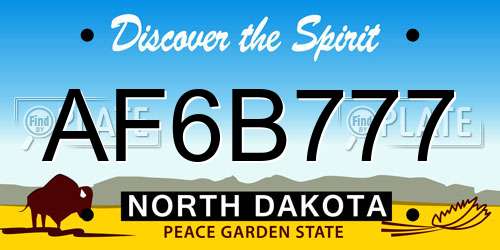 AF6B777 North Dakota License Plate