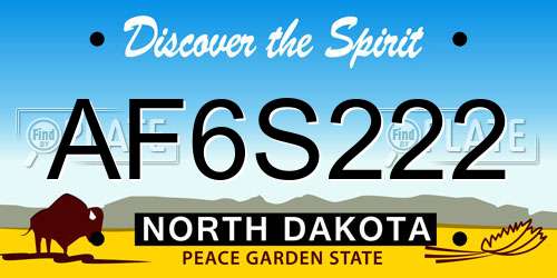 AF6S222 North Dakota License Plate