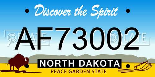 AF73002 North Dakota License Plate