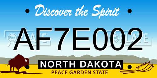 AF7E002 North Dakota License Plate