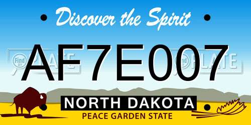 AF7E007 North Dakota License Plate