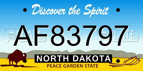 AF83797 North Dakota License Plate