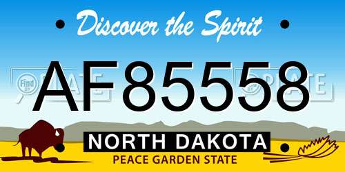 AF85558 North Dakota License Plate