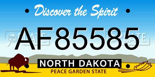 AF85585 North Dakota License Plate