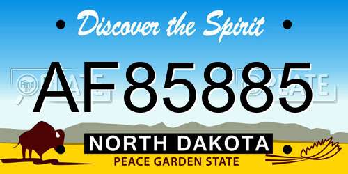 AF85885 North Dakota License Plate