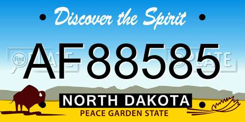AF88585 North Dakota License Plate