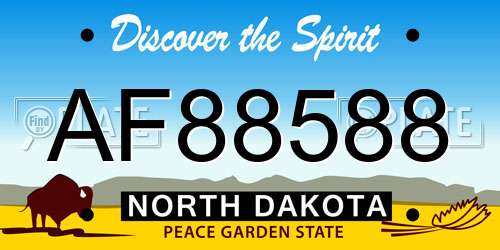 AF88588 North Dakota License Plate
