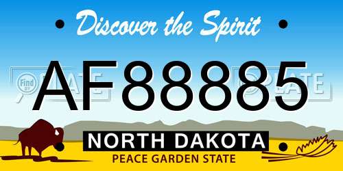 AF88885 North Dakota License Plate