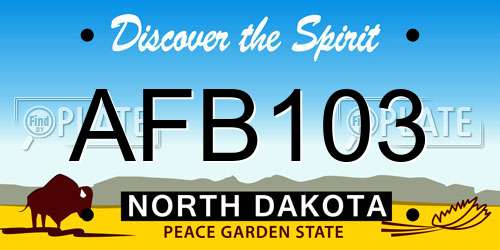 AFB103 North Dakota License Plate