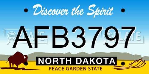 AFB3797 North Dakota License Plate
